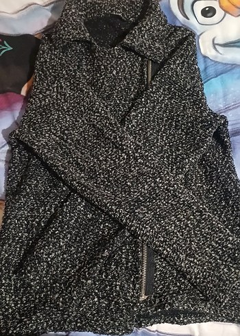 Fermuarlı Gri Triko Kadın Midi Kaban - Görsel 3