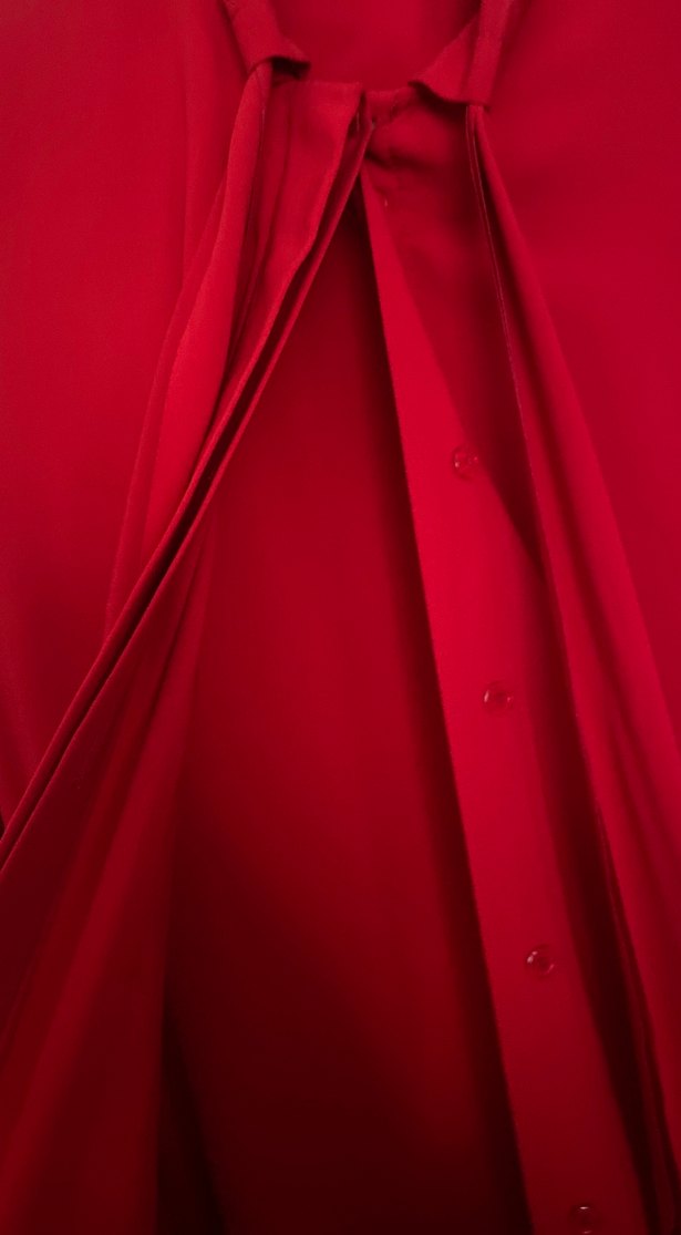 Kırmızı Kadın Uzun Kollu Salaş Uzun Elbise - Görsel 4