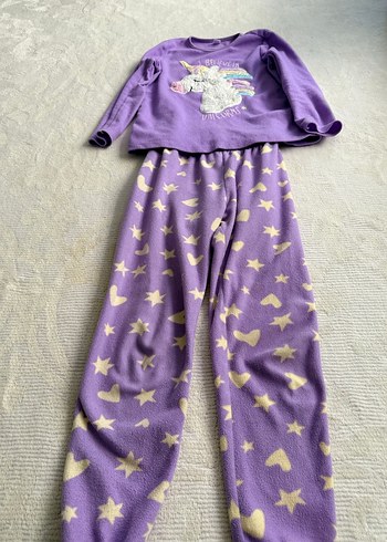Kız Çocuk Mor Unicorn Desenli Pijama Takımı - Görsel 4