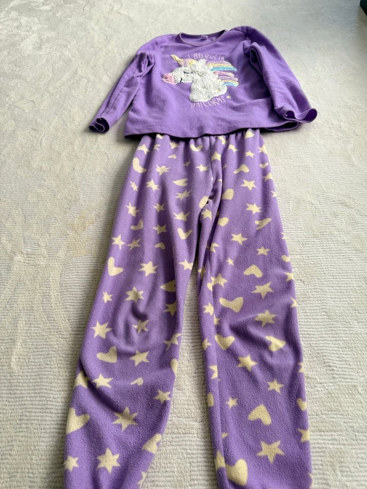Kız Çocuk Mor Unicorn Desenli Pijama Takımı - Görsel 4