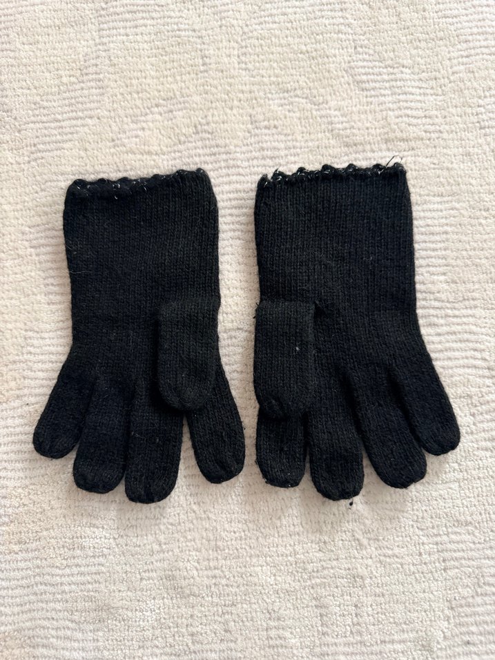 Siyah Örgü Detaylı Eldiven - Görsel 2