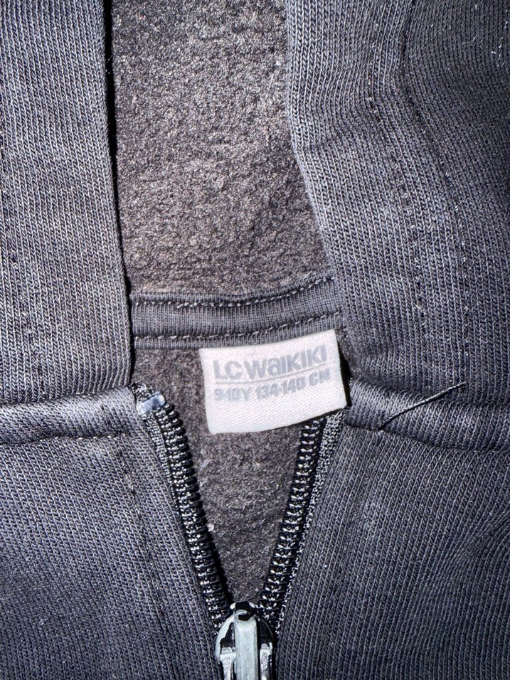 Çocuk Siyah Kapüşonlu Fermuarlı Sweatshirt - Görsel 2