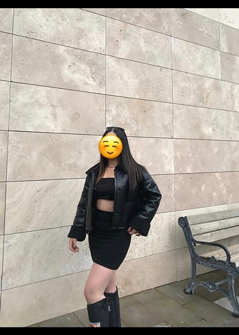 Derimod Siyah Deri Kadın Ceket, Strappy Kollu, Midi Boy