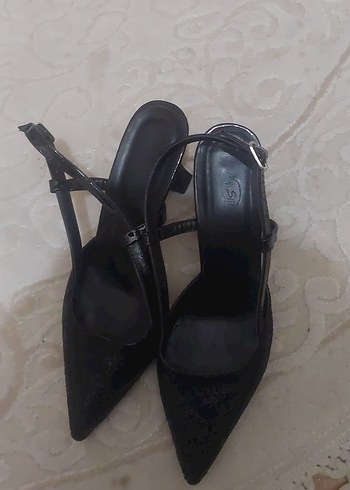 Klasik Siyah Yılan Desenli Stiletto