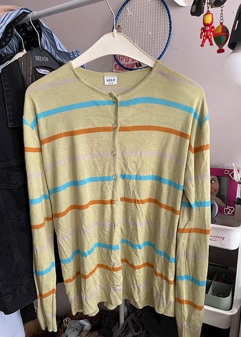 Çok Renkli vintage Triko Hırka - Görsel 2