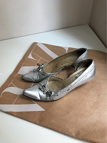 37 Beden gri Renk vintage gümüş kurdele ayakkabı