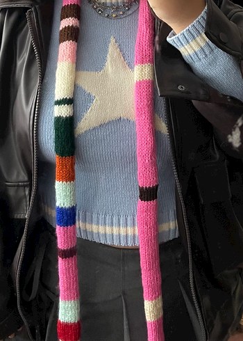 Çok Renkli Örgü atkı Pinterest - Görsel 7