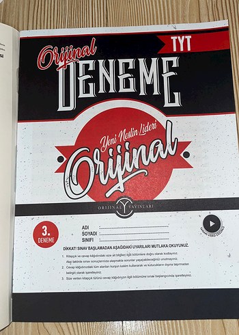 Beden Orijinal Yayınları Matematik TYT 12'li Deneme Sınavı