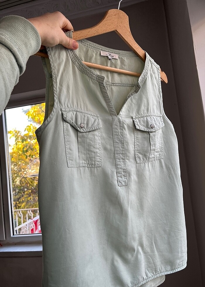 Mavi marka kolsuz gömlek/bluz - Görsel 4