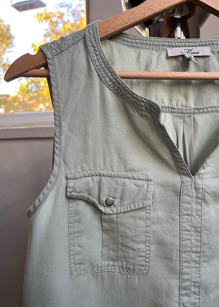 Mavi marka kolsuz gömlek/bluz - Görsel 3