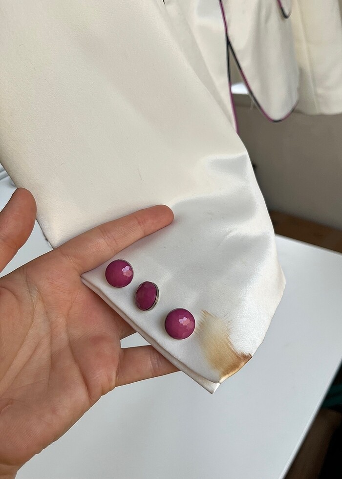 Vintage vatkalı saten ceket - Görsel 5