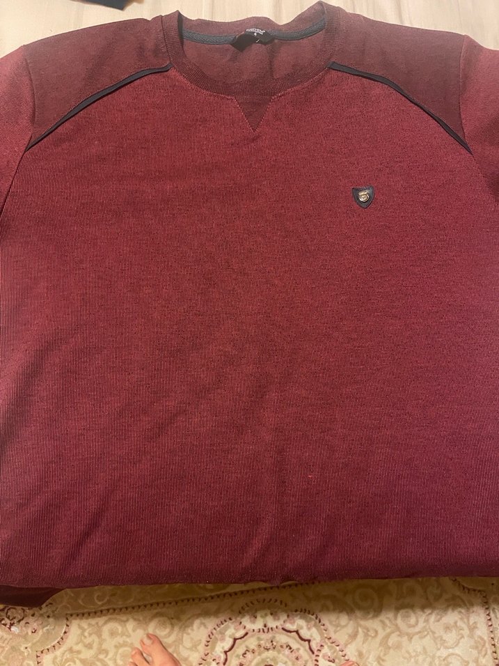 Erkek Koyu Kırmızı Düğmeli Sweatshirt - Görsel 2