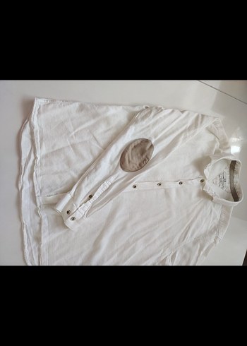 Erkek Beyaz Keten Uzun Kollu Gömlek - Görsel 7