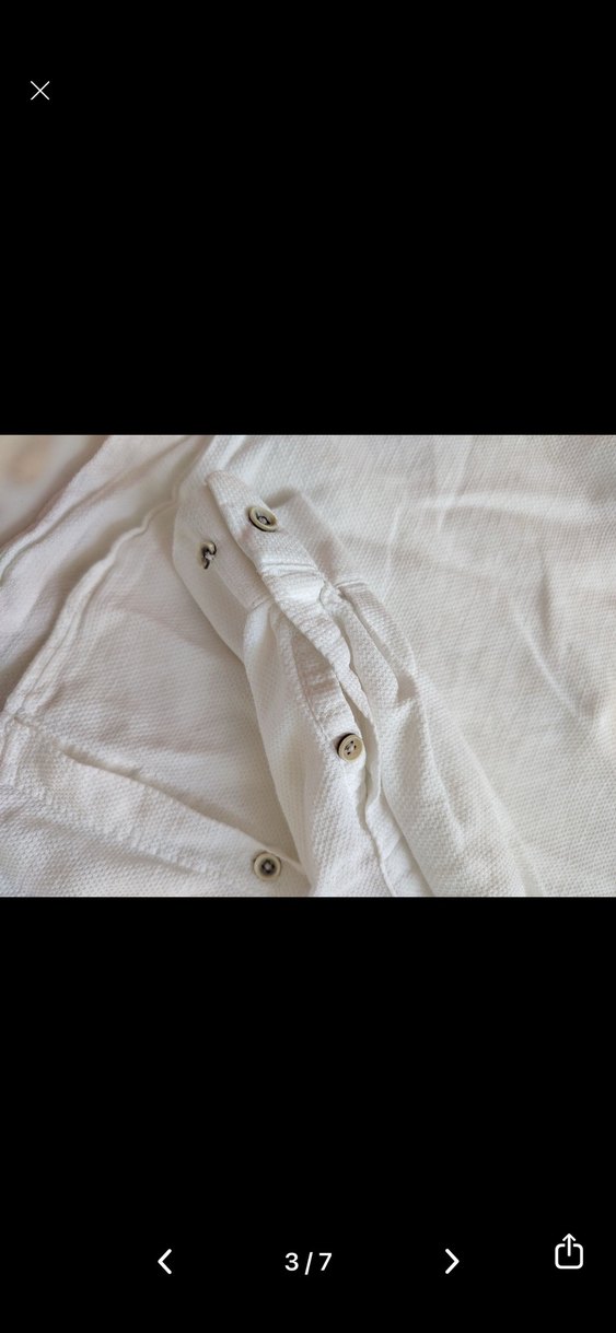 Erkek Beyaz Keten Uzun Kollu Gömlek - Görsel 3