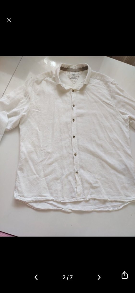 Erkek Beyaz Keten Uzun Kollu Gömlek - Görsel 2