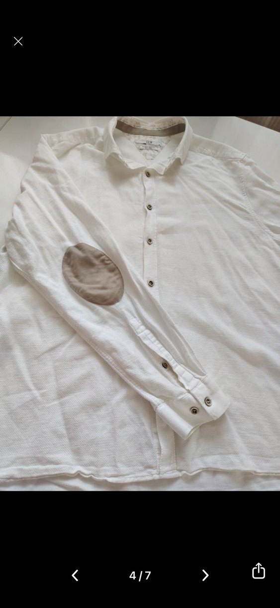 Erkek Beyaz Keten Uzun Kollu Gömlek - Görsel 4