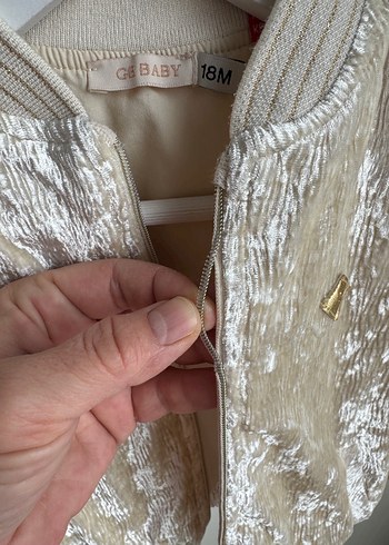 Beyaz Parlak Keten Kız Çocuk Ceket - Görsel 2