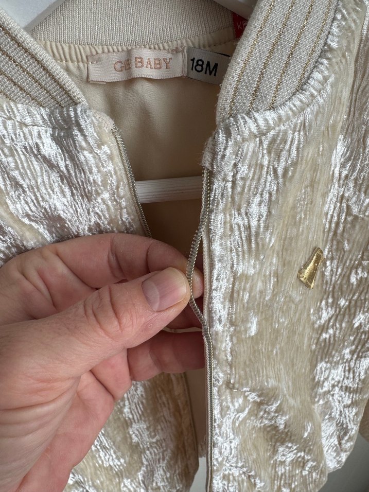 Beyaz Parlak Keten Kız Çocuk Ceket - Görsel 2