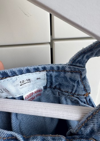 Kolsuz Fırfırlı Kız Çocuk Kot Elbise - Görsel 3