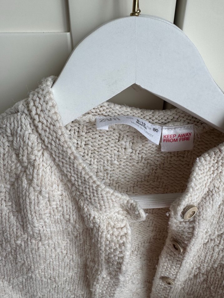 Kız Çocuk Bej Bohem Örgü Hırka - Görsel 2