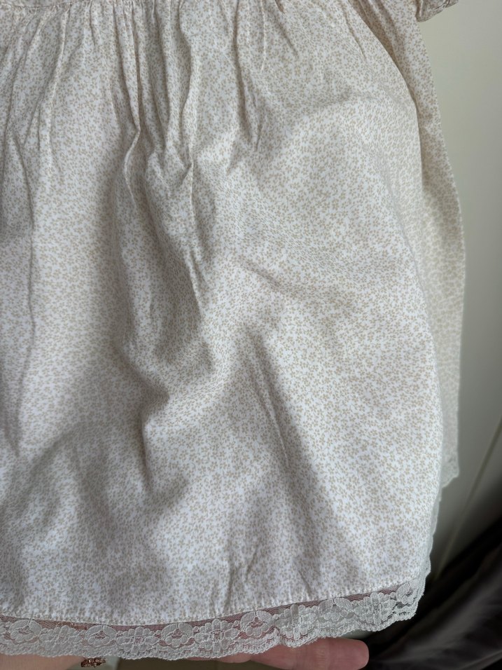 Kız Çocuk Bej Dantel Detaylı Keten Elbise - Görsel 4