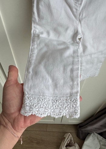 Kız Çocuk Beyaz Denim Pantolon - Görsel 2