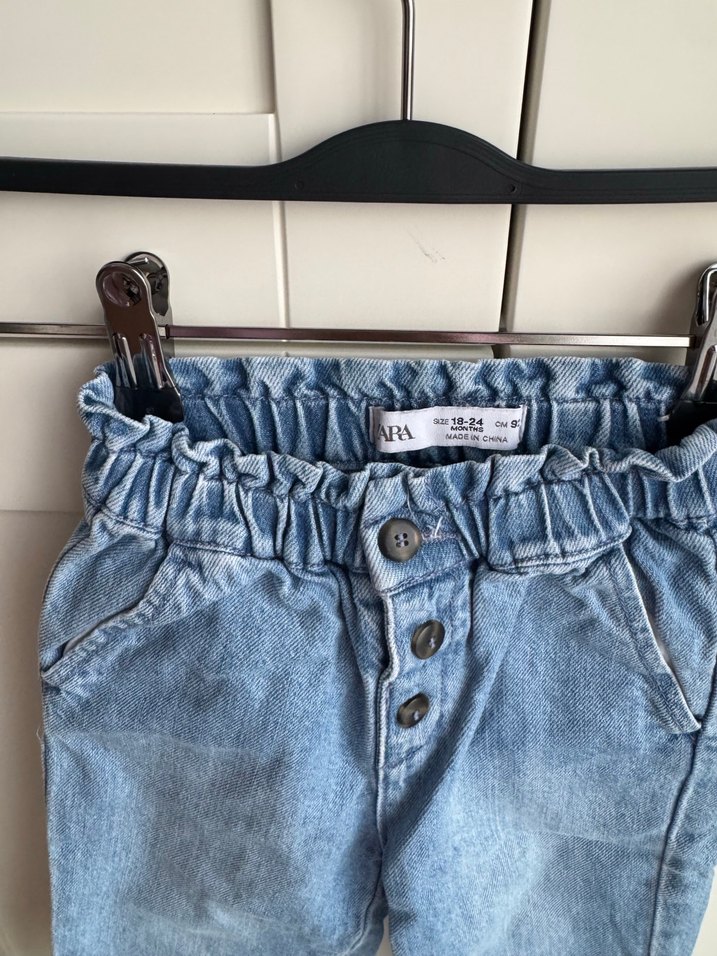 Düğmeli Loose Fit Kız Kot Pantolon - Görsel 2