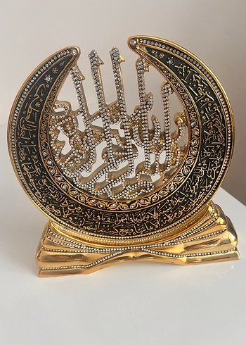 Altın Renkli Parlak Ay ve Yazılı Figürin - Görsel 2