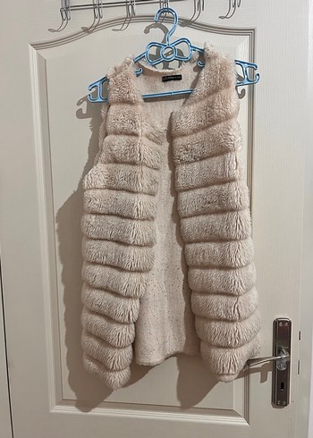 Bej Kürklü Midi Kadın Yelek - Görsel 2