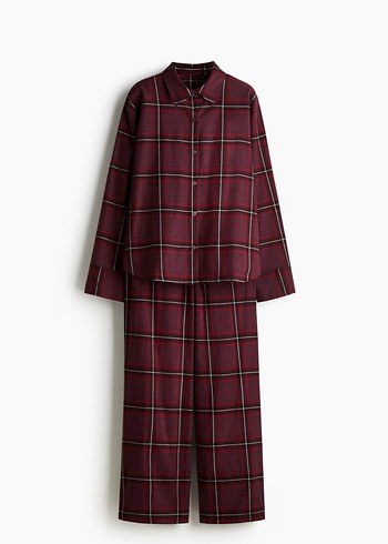 H&M Bordo Ekoseli bijama takımı