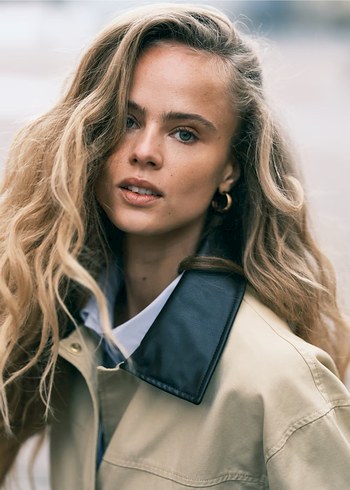 H&M Bej Mini Pamuklu Trençkot