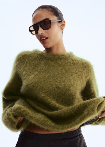 H&M Kadın Khaki Yün Salaş Kazak