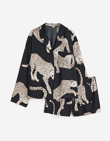 Saten pijama takımı şortlu