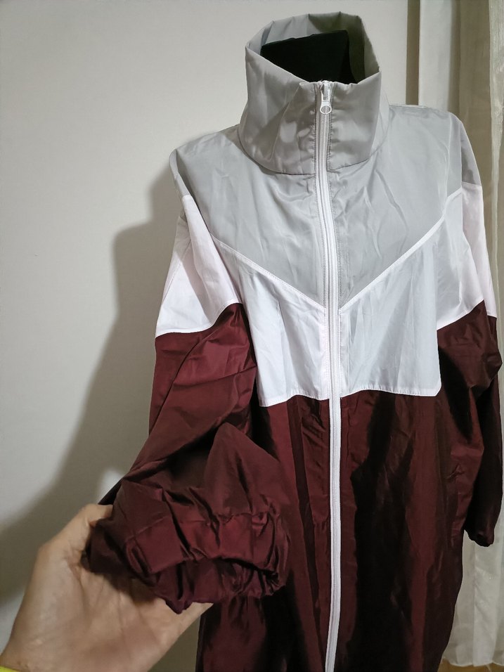 Bordo Uzun  Kesim Kadın Yağmurluk - Görsel 2