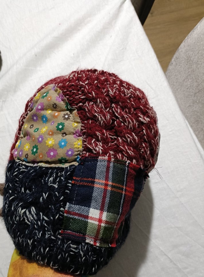 Renkli Patchwork Örgü Kadın Bere - Görsel 2