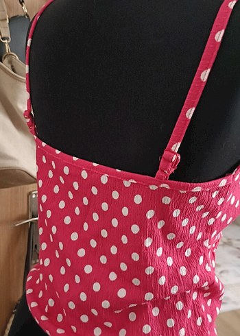 xl Beden Puantiyeli Pembe V Yaka