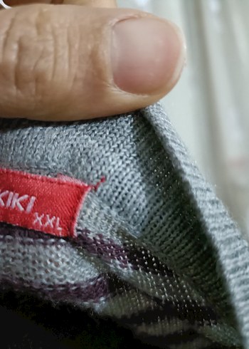 Çizgili Gri Kadın Triko - Görsel 4