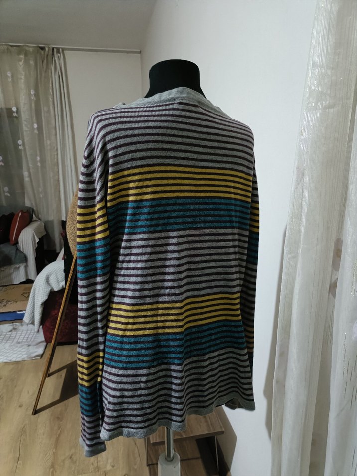 Çizgili Gri Kadın Triko - Görsel 2