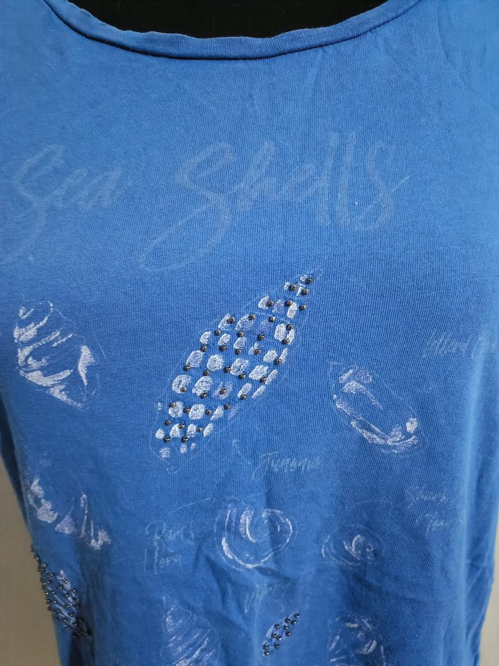 Mavi Baskılı Kısa Kollu Kadın Tişört - Görsel 3