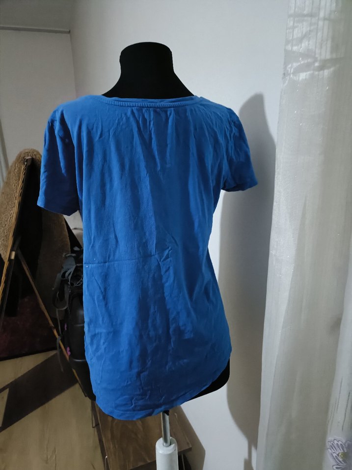 Mavi Baskılı Kısa Kollu Kadın Tişört - Görsel 4