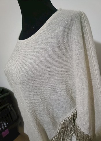 Gri Bohem Püsküllü Kadın Triko Kazak - Görsel 5