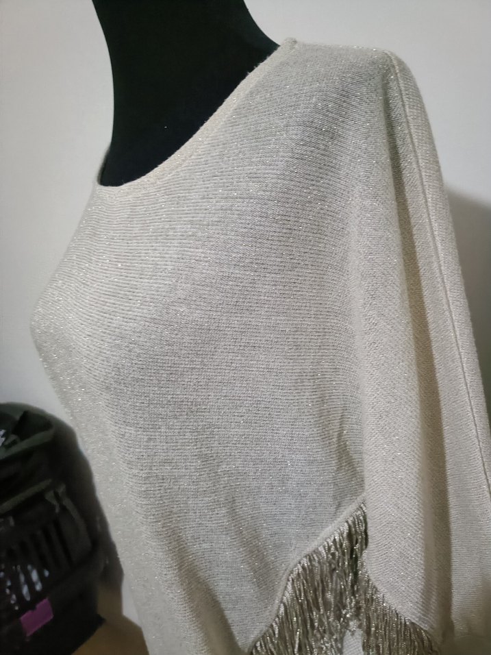 Gri Bohem Püsküllü Kadın Triko Kazak - Görsel 5