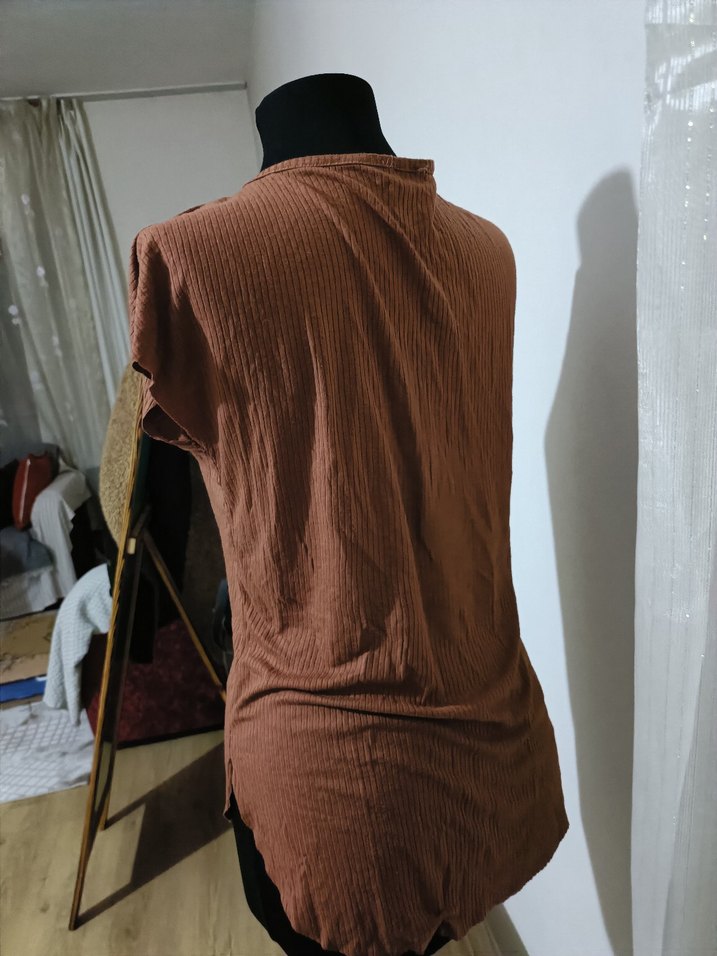 Bej Kısa Kollu Basic Tişört - Görsel 4