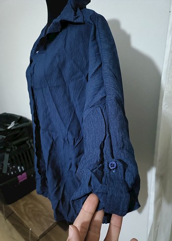 Lacivert Kadın Gömlek - Görsel 3