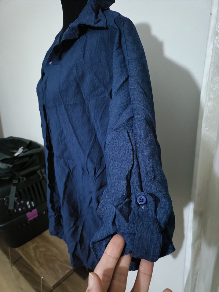 Lacivert Kadın Gömlek - Görsel 3