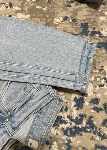 Kadın Mavi Loose Fit Midi Denim Jean - Görsel 4