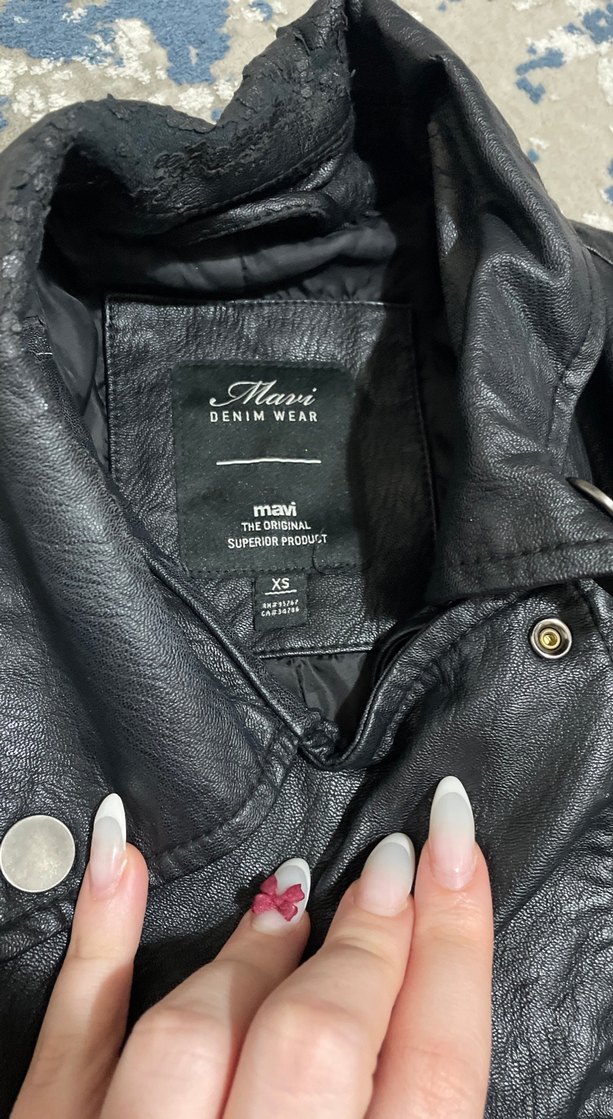 Siyah deri ceket - Görsel 5