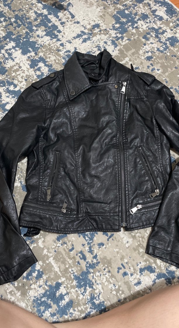 Siyah deri ceket - Görsel 2