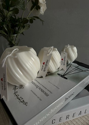 Beyaz Kabartmalı Mum Seti %100 soyawax - Görsel 3