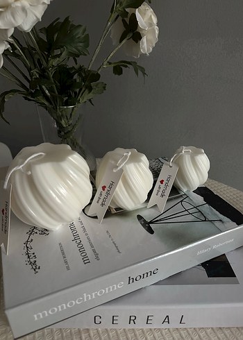 Beyaz Kabartmalı Mum Seti %100 soyawax - Görsel 2